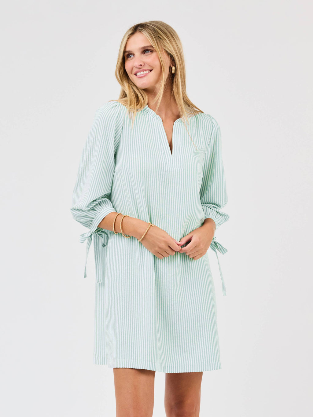 Lainey Dress | Seafoam/White