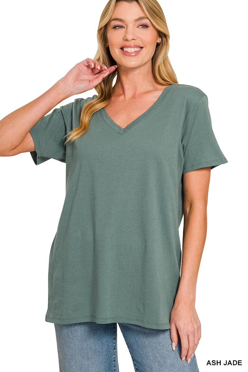 Cotton Short Sleeve V-neck Tee