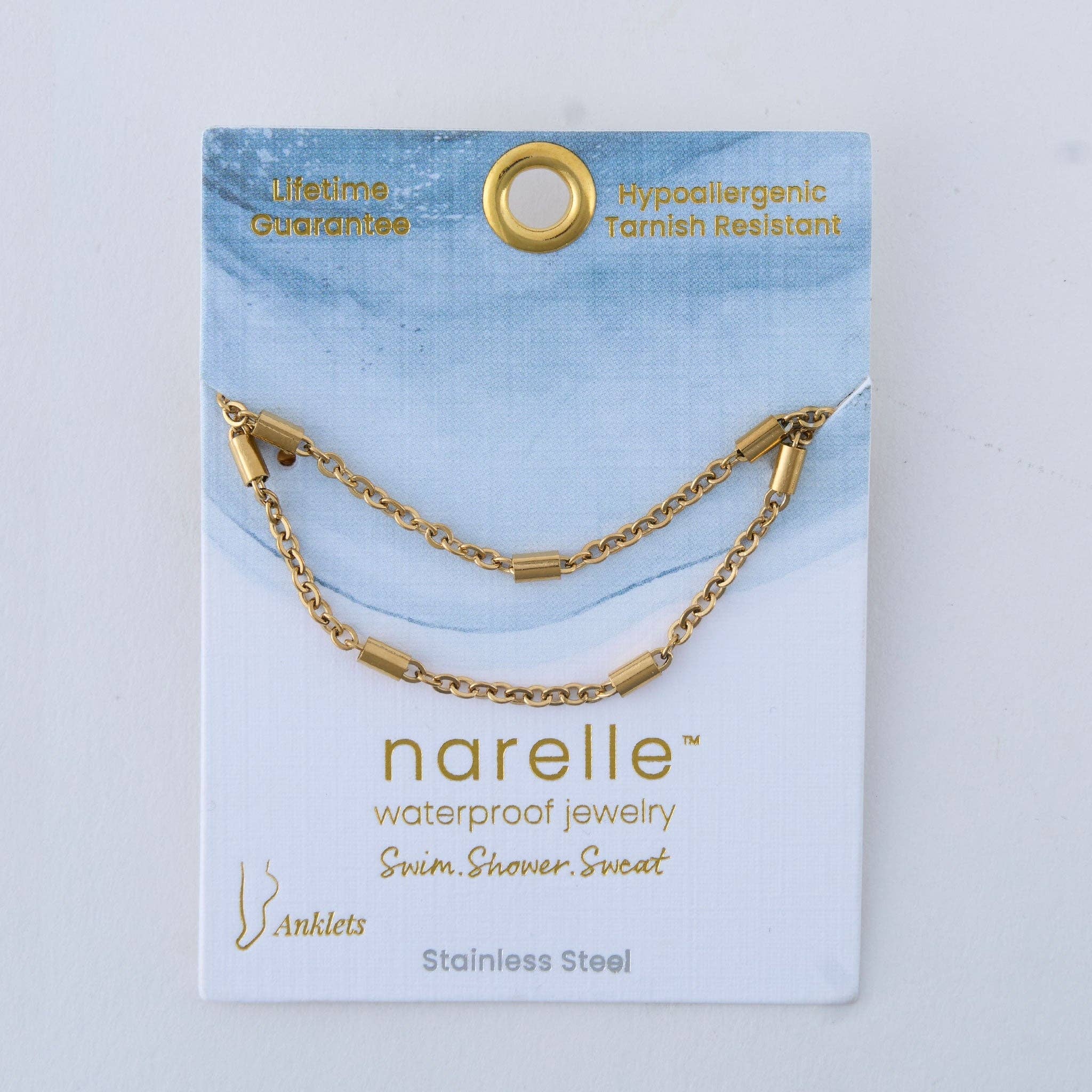 Narelle Waterproof Gold Plated Dainty Bar Anklet