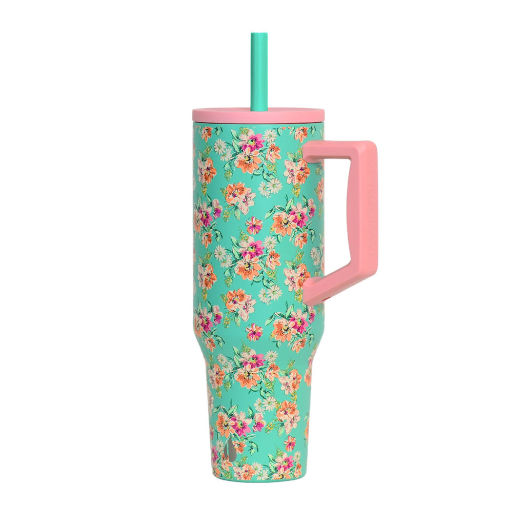Leakproof Straw Tumbler for Boba 40oz Vintage Flower
