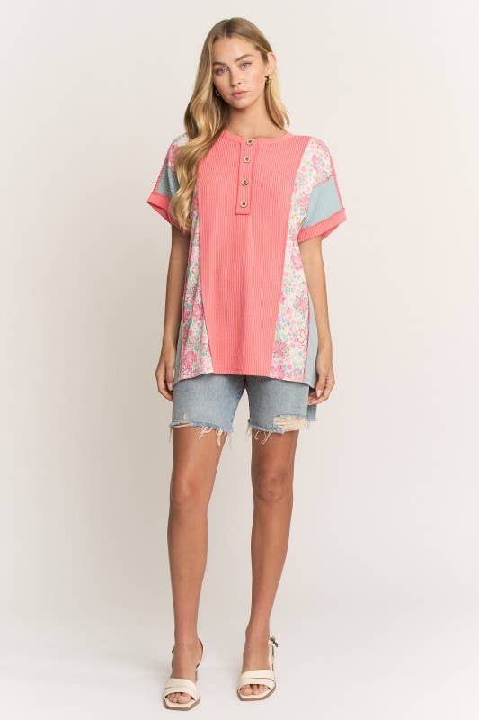 ET8037-10 COLOR BLOCK URBAN RIB TOP
