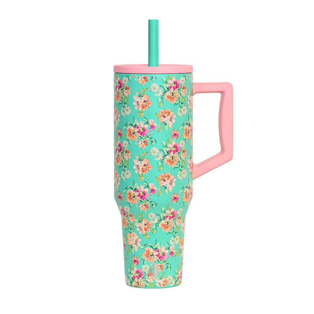 Leakproof Straw Tumbler for Boba 40oz Vintage Flower