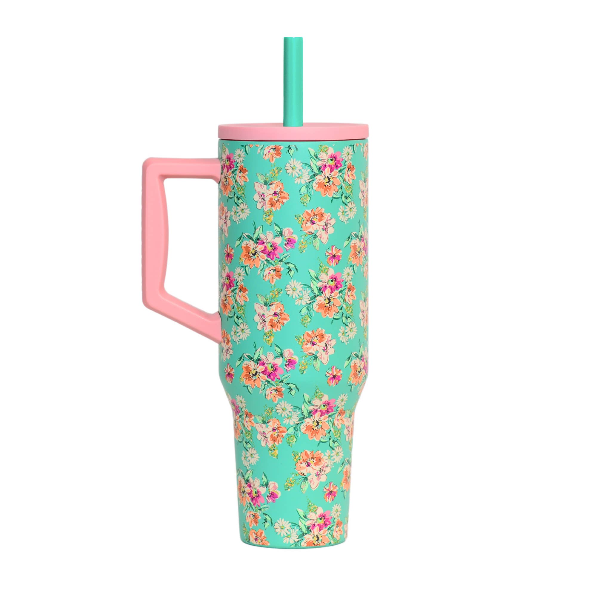 Leakproof Straw Tumbler for Boba 40oz Vintage Flower