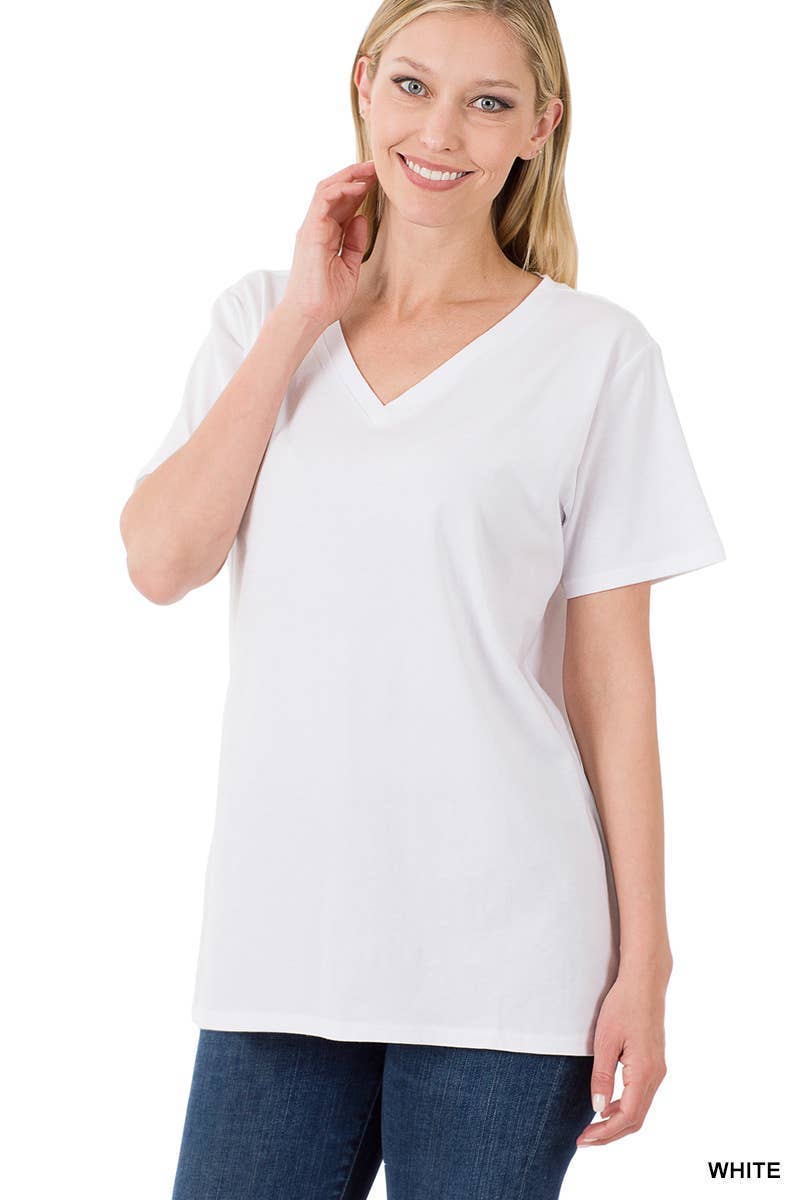 Cotton Short Sleeve V-neck Tee