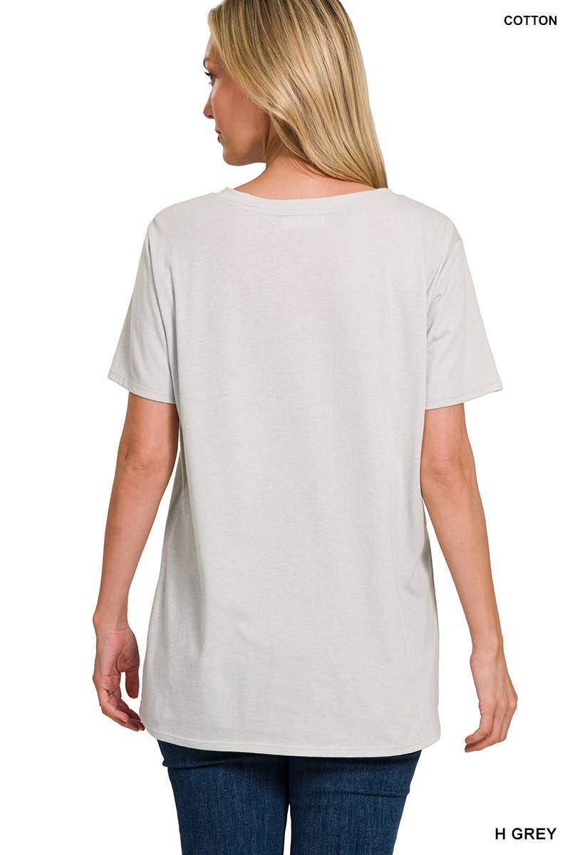 Cotton Short Sleeve V-neck Tee