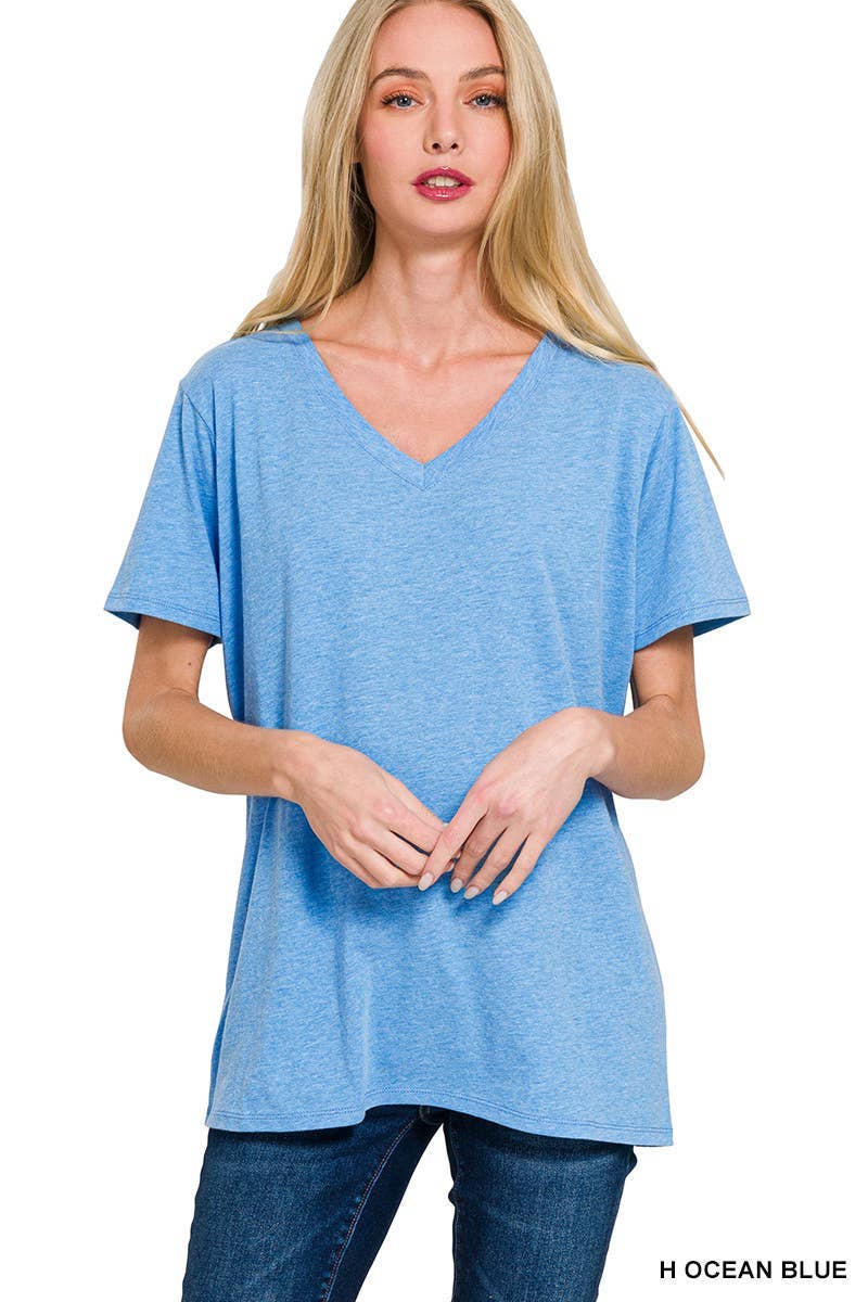 Cotton Short Sleeve V-neck Tee