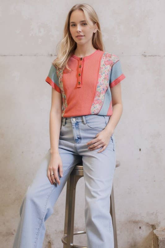 ET8037-10 COLOR BLOCK URBAN RIB TOP