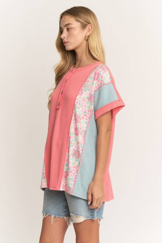 ET8037-10 COLOR BLOCK URBAN RIB TOP