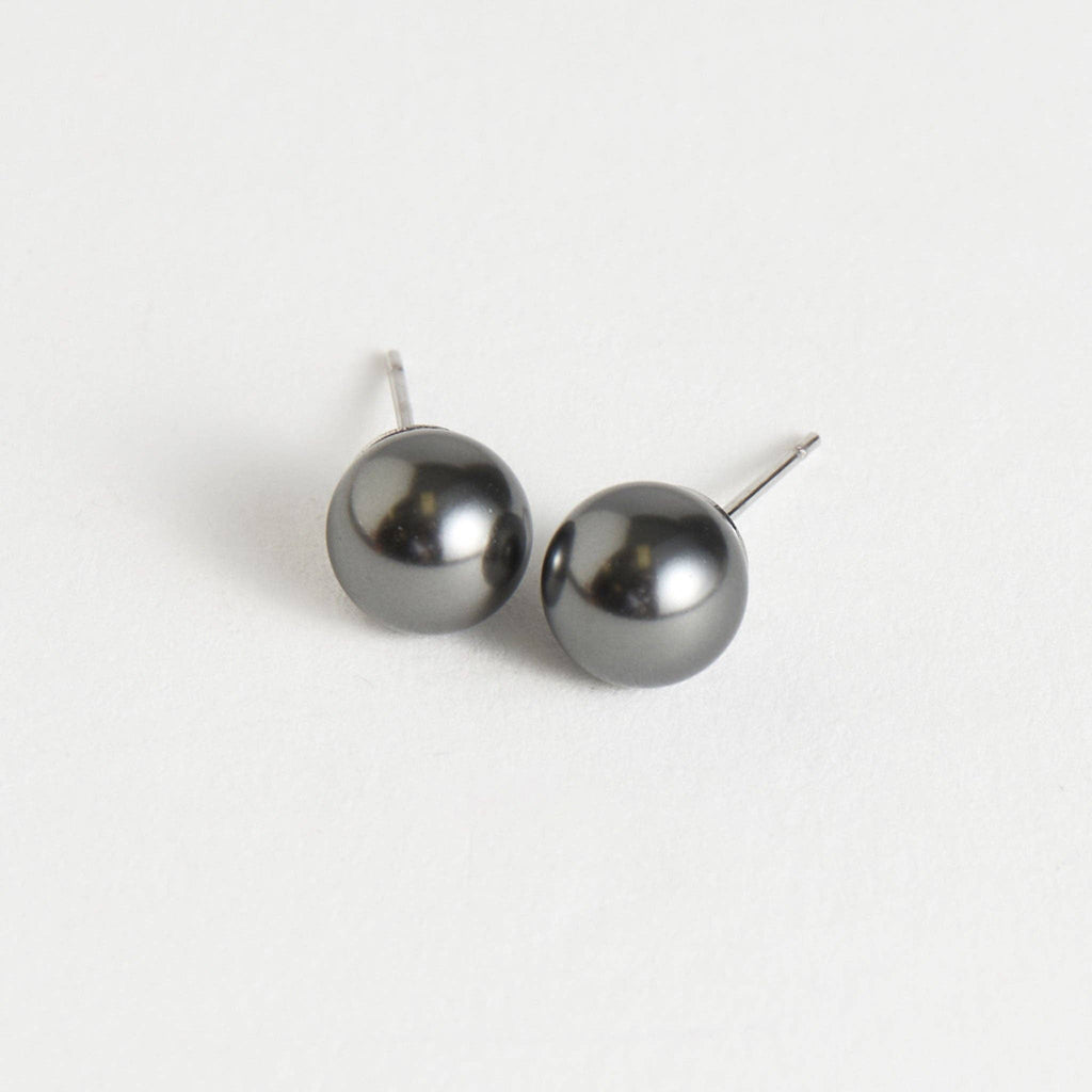 Waterproof Earrings Narelle Faux Pearl Stud in Steel
