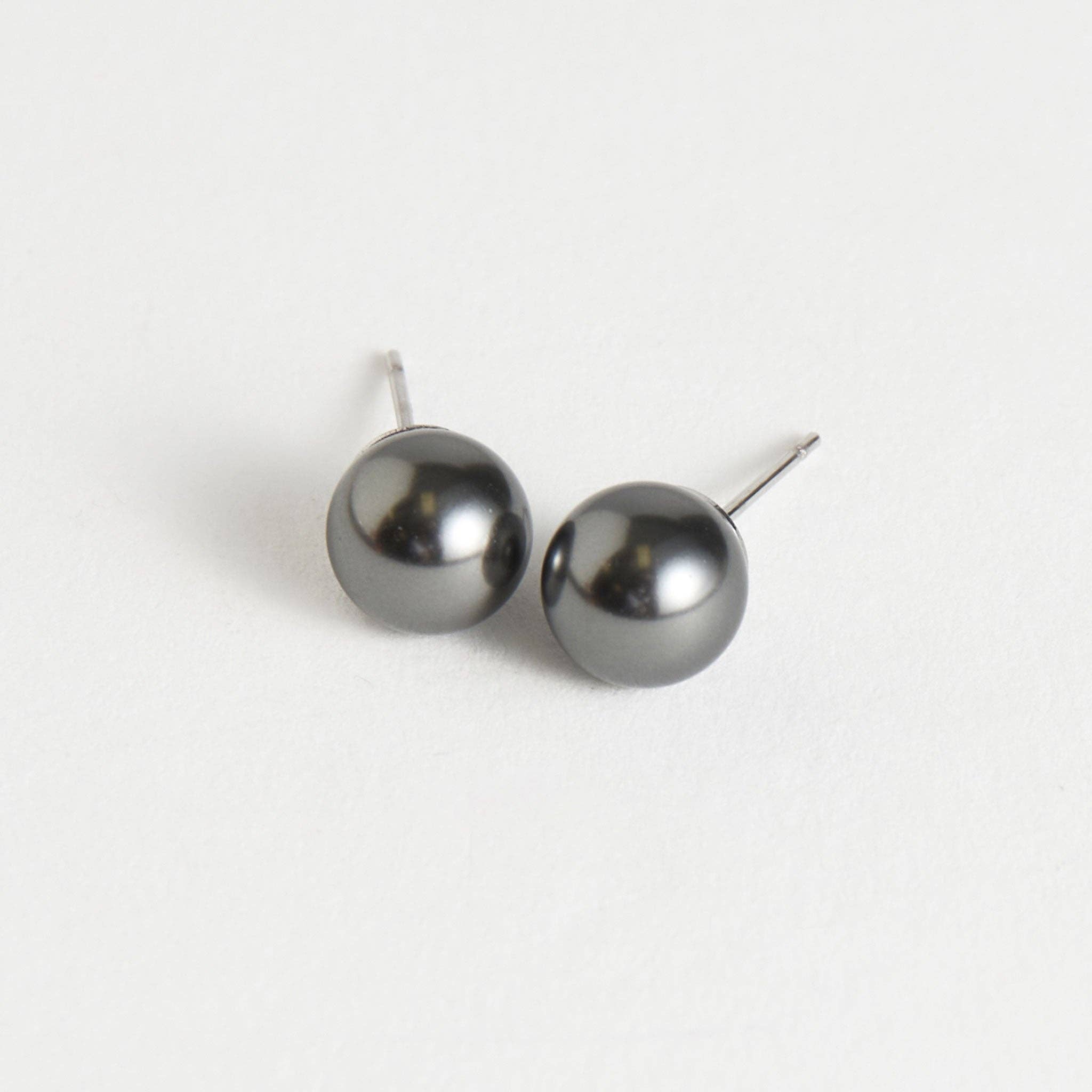 Waterproof Earrings Narelle Faux Pearl Stud in Steel