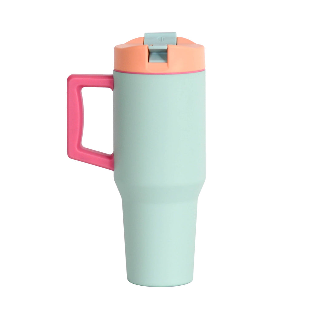 Dual Sip Straw Cupholder Tumbler 32oz Mint Sorbet