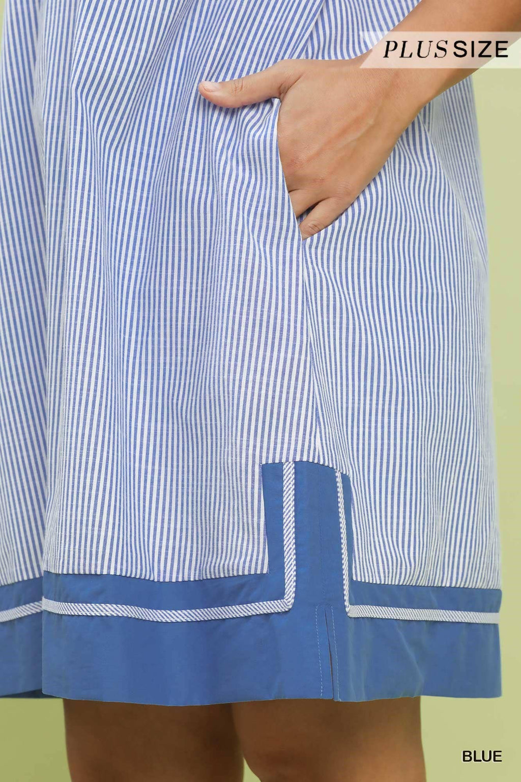 Plus Size Striped Mixed V-neck Mini Dress