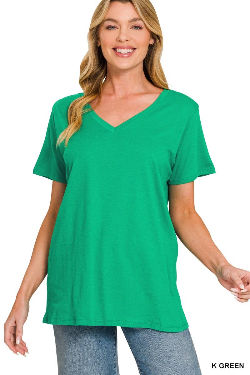 Cotton Short Sleeve V-neck Tee