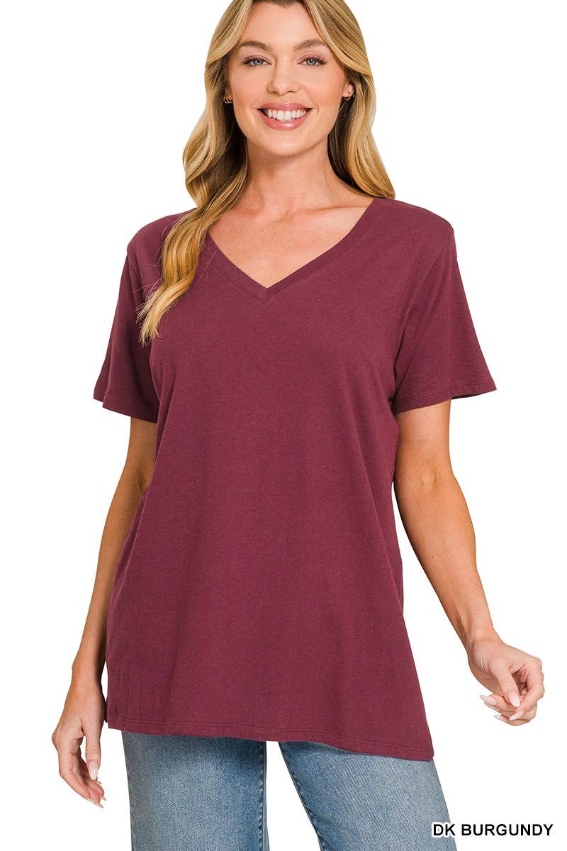 Cotton Short Sleeve V-neck Tee