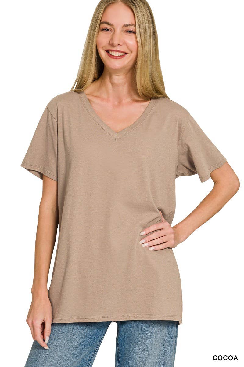 Cotton Short Sleeve V-neck Tee