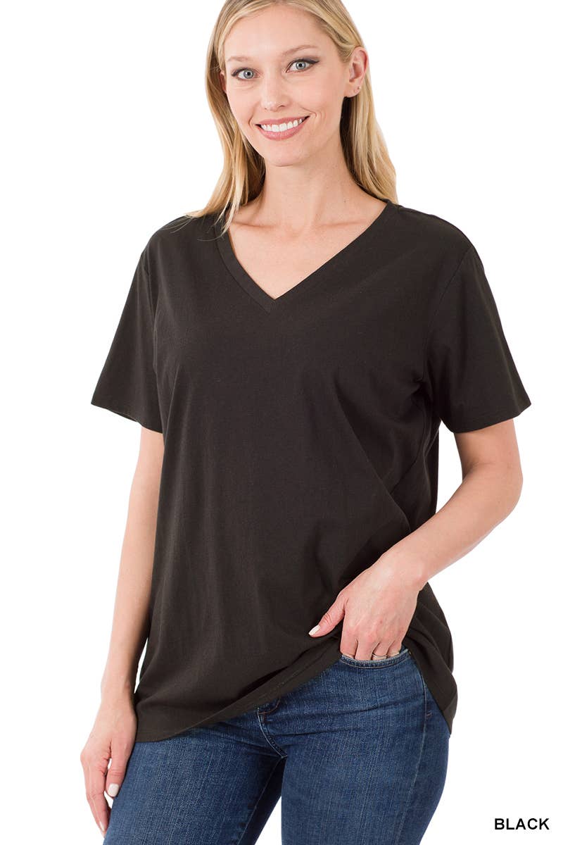 Cotton Short Sleeve V-neck Tee