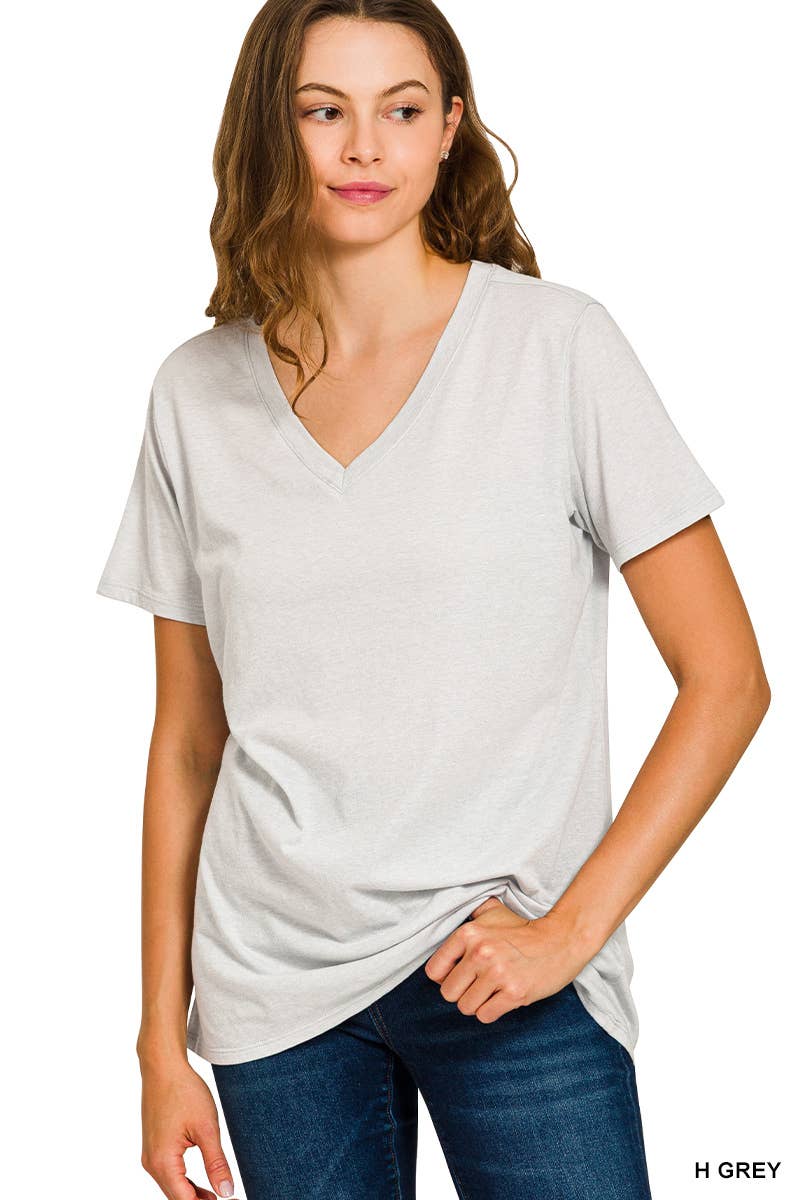 Cotton Short Sleeve V-neck Tee